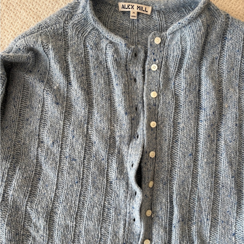 Alex Mill Pale Blue Ribbed Button-Up Cardigan - Picture 2 of 2